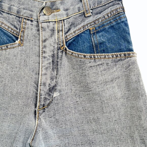 VTG Guess High-Waisted Two-Tone Denim Jeans Womens 28 Distressed Look - Picture 4 of 12